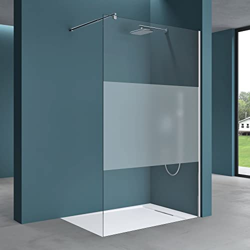 Mai & Mai Duschwand für Dusche Duschabtrennung 130x200cm Walk-In Dusche | Duschtrennwand 8mm ESG-Sicherheitsglas NANO Milchglas BRAM1 Bremen01MS