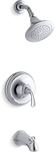 Kohler TS10275-4-CP Forte Sculpted Rite-Temp® Bath & Shower Valve Trim with Slip-Fit Spout & 2.5 Gpm Showerhead Polished Chrome