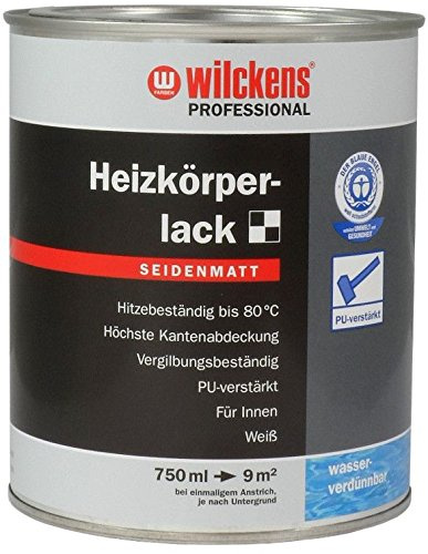 Heizkörperlack weiss inkl. Pinsel von E-Com24 zum Auftragen (Professional seidenmatt 750 ml)