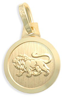 Sternzeichen Tierkreiszeichen Löwe & Schutzengel 14 Karat Gold 585 Anhänger Durchmesser 10mm (Art.213123)