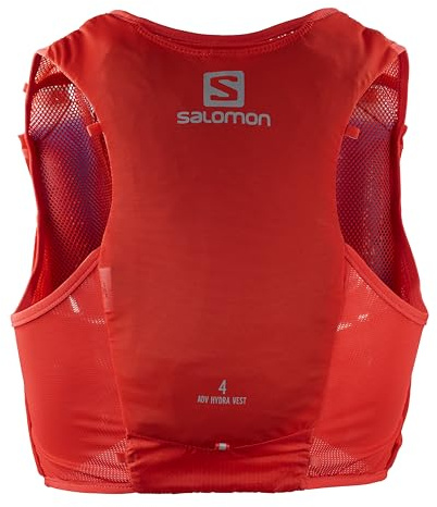 Salomon ADV Hydra 4 Chaleco de Hidratación Unisex, con Botella Blanda (2 x 500ml), Trail Running, Trekking y Senderismo, Rojo Fuego, Large