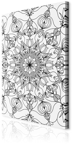 decomonkey Wandbilder Mandala 40x60 cm 1 Teilig Leinwandbilder Kunstdruck | Strukturleinwand, Holzkeilrahmen, Bild auf Leinwand, Wanddeko, Wohnzimmer, Wanddekoration, Abstrakt, schwarz-weiß