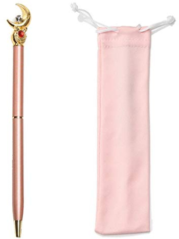 The Sailor Moon Penna a sfera, 0,5 mm in metallo nero penna kawaii cancelleria con sacchetto di stoffa penna creativa per la decorazione, decorese pastello (1)