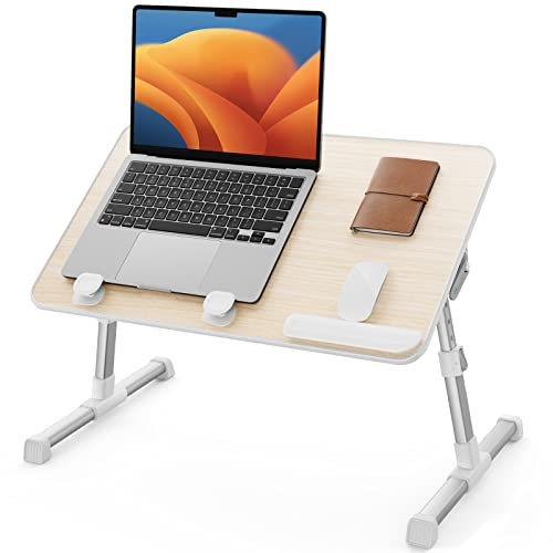 SAIJI Mesa de Cama para Laptop, Escritorio de pie Ajustable para Oficina en casa, portátil, Ligero, Plegable, para sofá, Suelo, Trabajo, Estudio, Lectura, Escritura, Comer, se Adapta a portátiles de
