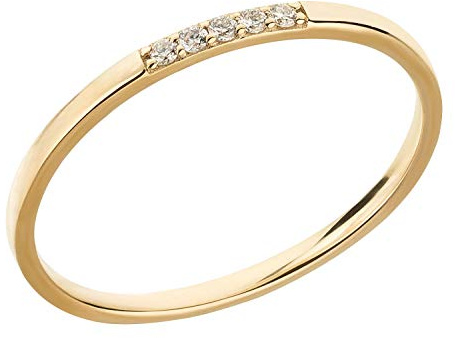 Ardeo Aurum Damenring aus 375 Gold Gelbgold mit 0,05 ct Diamanten Brillant Vorsteckring schmal Stapelring Gr. 60