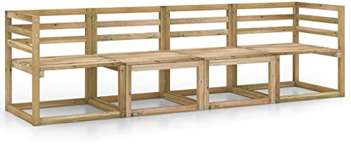 vidaXL Kiefernholz Imprägniert Gartensofa 4-Sitzer Garten Garnitur Sitzgruppe Sofa Lounge Ecksofa Mittelsofa Gartenmöbel Gartenset Grün