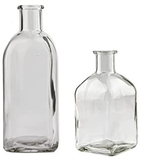 Clear Bud Vases 2 Sets Glass Colorful Small Vases for Flowers, Decorative Glass Bottles, Apothecary Jars, Mini Flower Vases for Wedding Centerpieces, Vintage Vase for Home Decor, Table Décor (clear)