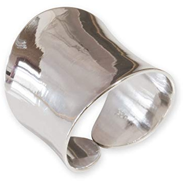 Fly Style Breiter Silberring Damen - Ring Silber 925 Damen offen verstellbar, Statement Ring