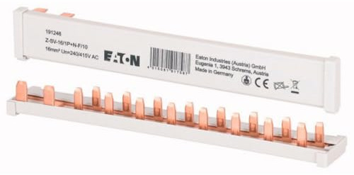 EATON 191246 - BARRETTE DE PONTAGE HORIZONTALE - GRIS - 16 MM² - 63 A - DISJONCTEURS PH/N - 10 Modules (Z-SV-16/1P+N-F/10)