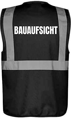Fassbender-Druck WARNWESTEN - Sicherheitsweste GELB mit Taschen und Reißverschluss nach EN ISO 20471 zertifiziert - Warn Weste für BAUAUFSICHT - Unisex mit hochwertigem Reflektorstreifen