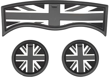 uvcany MINI F60 Car Cup Coaster, 3PCS Universal Non-Slip Cup Holders Embedded in Ornaments Coaster for Mini Cooper Countryman F60(Union Jack Gray)