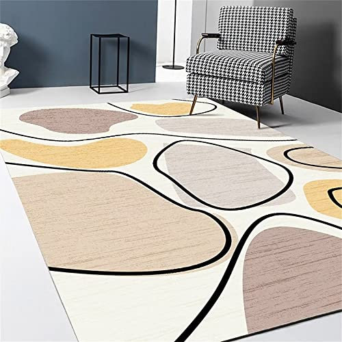 RUGMRZ Area Rug Teppich Kinder Fleckerlteppich Gelb grau Wohnzimmer wasch barer Küchen rutsch fest Baby 160X230cm