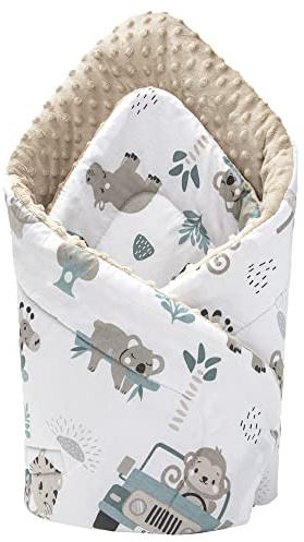 Medi Partners Slagtäcke plug-in kudde Minky 100% bomull 75 x 75 cm sovsäck dubbelsidig mjuk året runt multifunktionell antiallergiska spädbarn (mint zoo med beige minky)