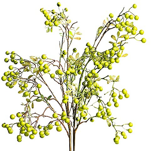 LEMCC 27,56-Zoll-Weihnachtsbeerenzweig-Stiel, Künstliche Beerenstiele mit Grünen Blättern, Stechpalmenbeeren-Picks, Strauch-Stechpalmenzweig für Weihnachtsbaumkranz, Heimdekoration,(#3)