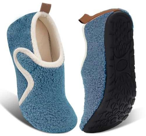 Ibeauti Women Mens House Slippers Lightweight Comfy Barefoot Slipper Socks Rubber Sole House Shoes for Indoor/Outdoor Bedroom Travel (Blue, Adult, Women, Numeric Range, Medium, 10.5, 11.5)