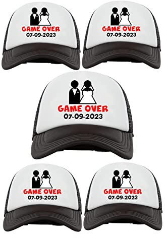 Incidiamo Kit Cappellini Addio al Celibato Personalizzabili con Data Festa o Matrimonio Game Over Frase Divertente Bachelor Party