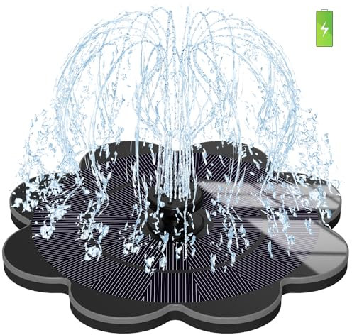 SZMP Fontana Solare con Batteria - Lavorare in Giorni Nuvolosi - 3.5W Fontana da Giardino Esterno per Uccelli con 7 Ugelli & 4 Fissatori per Laghetto, Piscina, Acquario, Bagno per Uccelli