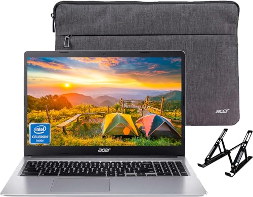 acer Chromebook 315 Laptop – para estudiantes y negocios, pantalla HD de 15.6 pulgadas, CPU Intel de doble núcleo, 4 GB de RAM, 64 GB eMMC, gráficos Intel UHD, batería de larga duración, Wi-Fi,