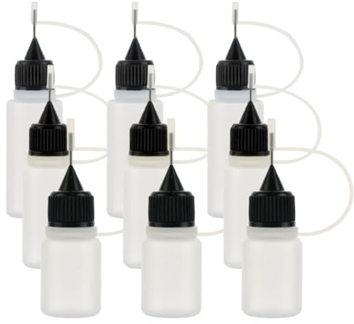 IBXWMNG 9 Stück Nadelflasche,spritzflasche,Dosierflasche Mit Spitze,Nadelspitze Kleber Flasche Applikator,Dosierflaschen Mit Spitze,FürQuilling,Handwerk,DIY(5ml,10ml,15ml)