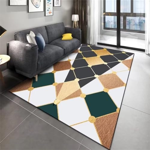 RUGMRZ The Carpet Teppich 80x150CM Antirutschunterlage abwaschbar weiß Waschbarer moderner geometrischer Kinderteppich waschbare teppiche
