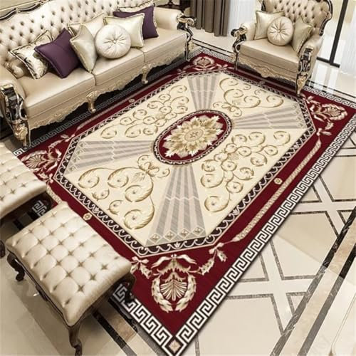 ROSURUG Teppich Antirutschunterlage Outdoor Teppiche Bettbank Schlafzimmer Sanfte Farbe Teppich Blume Design Wohnzimmer Dekoration Zubehör leicht zu pflegen Überwurfdecke(rot 160X230cm)