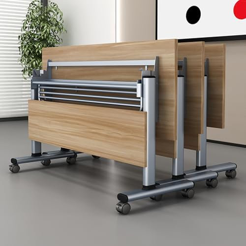 Konferenztisch-Set mit feststellbaren Rädern und stapelbarem Design, 3-teilig, klappbarer Flip-Top, mobiler Besprechungstisch für Seminar und Training, helles Walnussholz-Finish (159,8 x 39,9 x 74,9