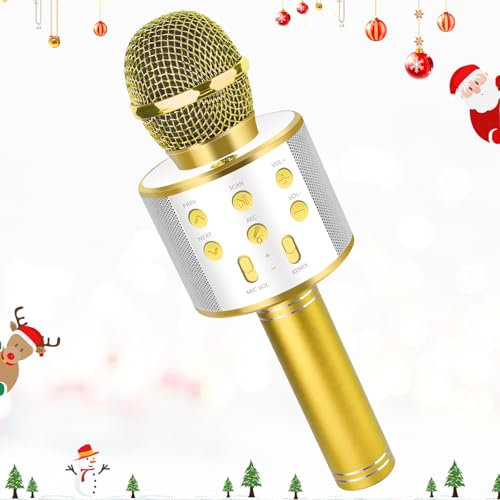LDERFIV Micro Karaoké Bluetooth sans Fil pour Enfant - Microphone pour Chanter, Cadeau d'Anniversaire 5-12 Ans