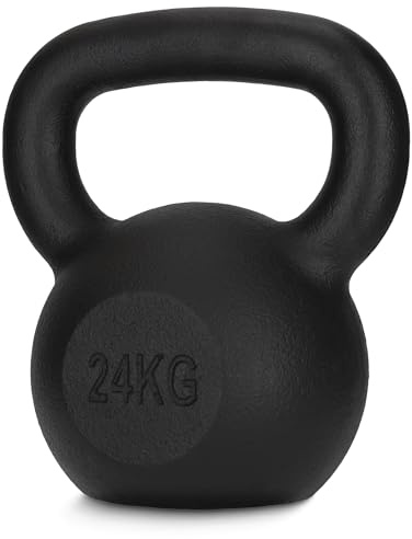 4FIZJO Kettlebell aus Gusseisen, 24 kg, Schwunghantel für Fitness, Kraft und Ausdauertraining, Kugelgewicht, Rundgewichte für Zuhause, Turnhalle, Gewichte Bodenschonende - Kugelhantel, Farbe: Schwarz