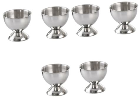Garneck 6pcs Boiled Egg Stand Egg Cup Stainless Steel Kitchen Accessory Easter Decor