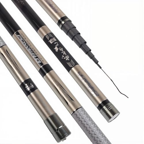 ZFF Teleskopische Angelrute Carbon 8m 9m 10m 11m 12m 13m Power Hand Pole Ultra Hard Super Light Stipprute Karpfen Angelruten Leicht Zu Tragen Geeignet Für Flüsse Seen(13m)