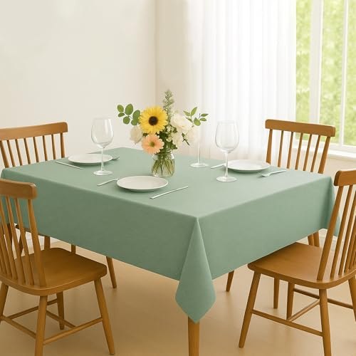 Mewodye Tischdecke für Esstisch Wasserfeste und Schmutzabweisende 240x150cm Salbeigrün