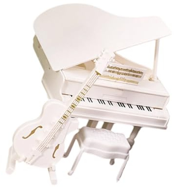 ZYHARUKO Maisons de poupées en bois simulé avec piano à queue, violoncelle tabouret de scène de salle de musique, modèle de mobilier, accessoires pour maisons de poupée