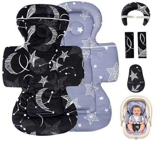 Weciau Newborn Car Seat Insert, Reversible Design Infant Insert with Headrest, Shoulder Pads, Crotch Protection, Newborn Girls Boys Head and Body Support, Carseat Insert Cushion for Stroller, Swing