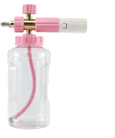 Yhenlovtt Lancia schiuma neve per lavaggio auto con capacità di 1 litro e modalità di spruzzo regolabili a 360 gradi, compatibile con idropulitrici in rosa, verde, giallo, L (rosa)