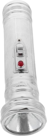 DIKACA Lampe Torche Portable Coque Métallique Design Classique Rétro Fiable Plusieurs Styles Vintage Années 80 en Fer Argenté Plusieurs Styles pour Activités Extérieures et Camping