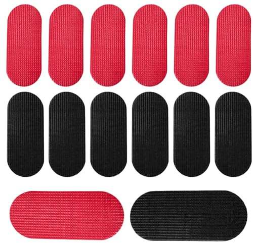 14 Stück Haarhalter für Mann Frau, Haarspange für Friseure, selbstklebende Haarpads zum Fixieren von Pony und Strähnen, 2 Farben Schwarz & Rot, wiederverwendbar, sanft zum Haar, ideal für Make-up, Sty