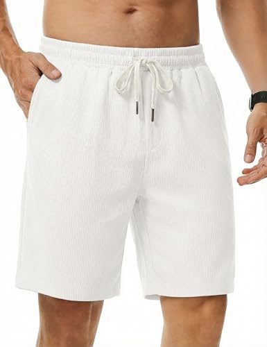iClosam Pantalones Cortos Hombre De Pana Bermudas Casual Cordón,XS-3XL | Pana suave con cordón ajustable y cintura elástica, diseño cómodo con corte amplio para uso diario y momentos de ocio