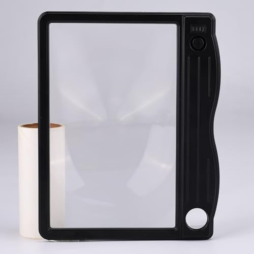 6X 30x Magnifying Glass with Light, Handheld Magnifying Glass for Reading, Rechargeable LED Lighted Lightweight Rectangular Full Page Magnifier