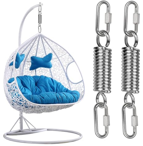 Dawumin 2 Stück Schwingfeder für Hängesessel, Drehwirbel mit 4 Karabinerhaken, Zugfedern mit ösen, Karabinerhaken Tragfähigkeit bis 250kg Aufhängefeder für Boxsack Halterung, Hammock, Yoga