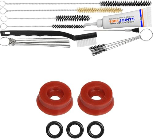 KIT 5 JOINTS ENTRETIEN VANNE DE DRAINAGE UNITÉ DE PERCOLATION MACHINE À CAFÉ REMPLACEMENT COMPATIBLE AVEC JURA IMPRESSA AEG KRUPS SIEMENS MELITTA ETC… (BROSSE XXL)