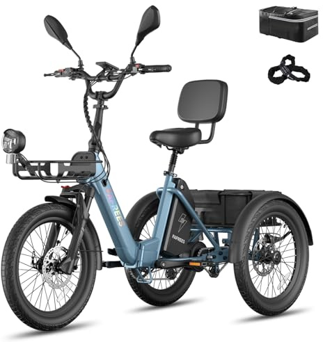 Fafrees F20 Mate II E Bike Dreirad für Erwachsene 48V Zulassung Herren E Bike Damen, Elektrofahrrad 3 Rädern 65N.m, Elektro Dreirad 20 Zoll, Fahrrad Fatbike 180kg