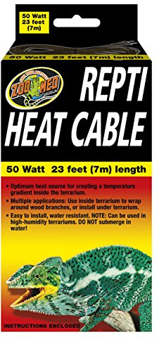 Zoo Med RHC-50E Repti Heat Cable, 50 W, 7 m Heizkabel, Wärmequelle im Terrarium