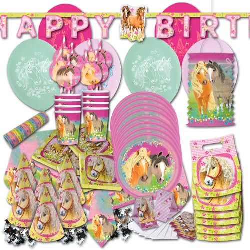 ORDENO Pferde Kindergeburtstag Partyset XXL - Partygeschirr & Partydeko im Sparset