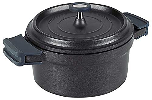 LACOR 25925 - Cacerola con Tapa Aluminio Fundido 24cm - Negro - Profesional | En aluminio ligero, para guisos y cocciones uniformes; ideal para cocina profesional y uso diario en casa, cómodo y funcional