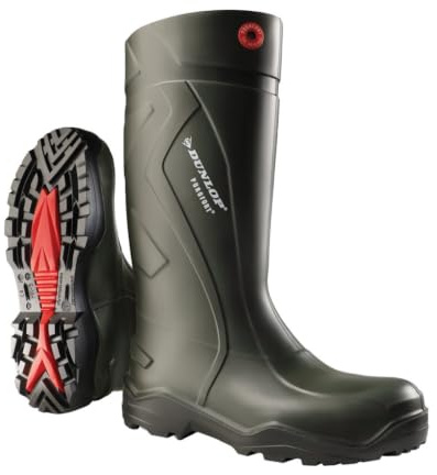 DUNLOP Protective Footwear, D760933, Purofort+ Full Safety, Verde Oscuro/Rojo