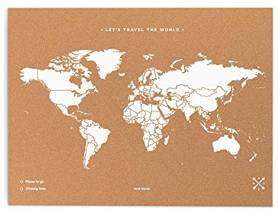 Miss Wood Woody Map Natural Weltkarte Kork L weiß