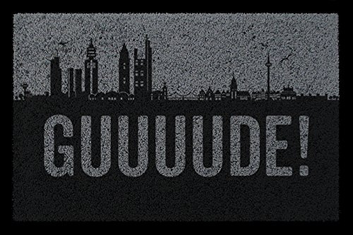 Interluxe SCHMUTZMATTE Fußmatte GUUUUDE Frankfurt Flur Geschenk Einzug Lustig Türmatte Dunkelgrau