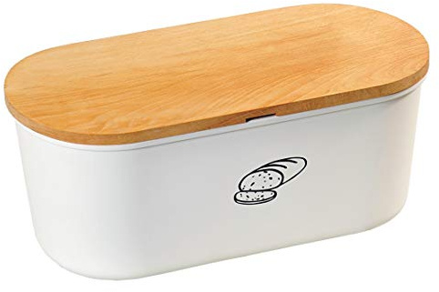 Kesper 85090 Portapane con Tagliere, Bianco, Faggio, FSC