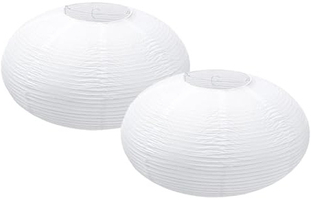 2Pcs Paper Lanterns 16inch Rice Paper Lamp Shade,Oval Paper Lantern Lights for Home Decor, Bridal, Birthday, Garden, Holiday and Party