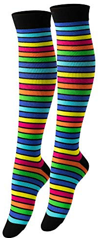 Vitasox Stützkniestrümpfe für Damen & Herren, 2 Paar bunt geringelt 39/42, Reisestrümpfe aus Baumwolle, Kompressionsstrümpfe für Reise & Büro, Thrombose Socken gegen geschwollene Beine, 44481